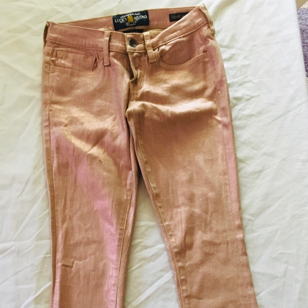 Lite Pink Metallic Lucky Brand Metallic Jeans